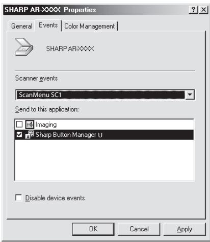 SHARP R-N - Select "Sharp Button Manager U" in "Send to this application". - 1