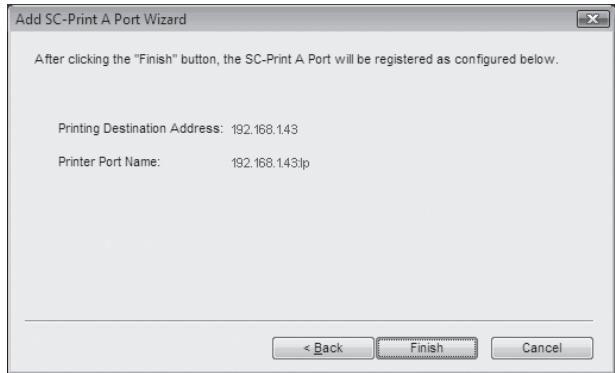 SHARP R-N - A window appears to let you check your entries. Make sure that the entries are correct and then click the "Finish" button. - 1