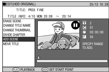 SHARP DV-HR300F - Press /  / to select title (chapter) to edit, then press SET/ENTER. - 1