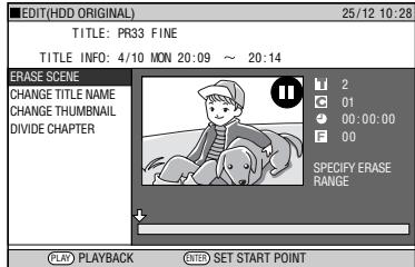 SHARP DV-HR300S - Press / to select "ERASE SCENE", then press SET/ENTER. - 1