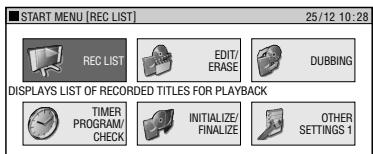 SHARP DV-HR300S - Press START MENU to display the "START MENU" screen. - 1