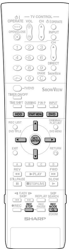 TV CONTROL OPERATE VOL CH OPERATE OPEN/CLOSE INPUT CH 1 2 3 4 -5 6 DIRECT 7 8 9 SHOWVIEW 0 C -/- TV/DVD ShowVIEW TIMER ON/OFF TIME SHIFT DUBBING P IN P INPUT HDD START MENU DVD REC LIST ORIGINAL/ DVD TITLE PLAY LIST SET/ENTER DVD MENU EXIT RETURN A B C D REV PLAY FWD STILL/PAUSE SLOW STOP/LIVE FADV II> SKIP REPLAY SKIP SEARCH REC STOP REC PAUSE MODE SHARP ZOOM