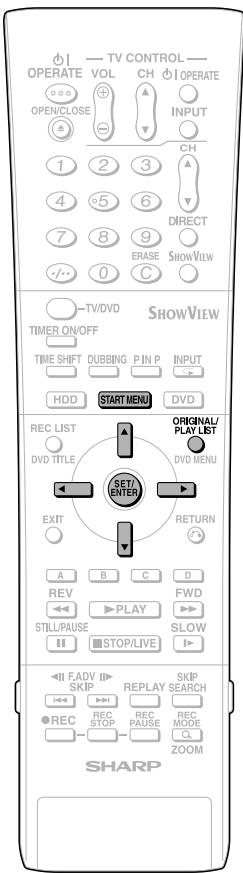 TV CONTROL OPERATE VOL CH OPERATE OPEN/CLOSE INPUT CH 1 2 3 4 5 6 DIRECT 7 8 9 SHOWVIEW 0 C TV/DVD SHOWVIEW TIMER ON/OFF TIME SHIFT DUBBING PIN P INPUT HDD START MENU DVD REC LIST ORIGINAL/ DVD TITLE PLAY LIST SET/ENTER DVD MENU EXIT RETURN A B C D REV FWD STILL/PAUSE SLOW STOP/LIVE IIF FADV II- SKIP REPLAY SKIP REC STOP RECAUSE REC MODE SHARP ZOOM