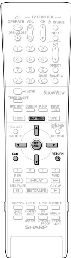 TV CONTROL OPERATE VOL CH OPERATE OPEN/CLOSE INPUT CH DIRECT ERASE SHOWVIEW TV/DVD ShowVIEW TIMER ON/OFF TIME SHIFT DUBBING P IN P INPUT HDD START MENU DVD REC LIST ORIGINAL/ DVD TITLE PLAY LIST SET/ ENTER DVD MENU EXIT RETURN A B C D REV PLAY FWD STILL/PAUSE SLOW STOP/LIVE FUNCTION ANGLE AUDIO SUBTITLE DIRECT CHAPTER ON DISPLAY RECT MARK SCREEN DISPLAY RGB OFF TAMPER BACK PROOF LIGHT SHARP