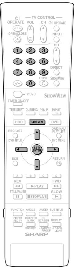 TV CONTROL OPERATE VOL CH OPERATE OPEN/CLOSE INPUT CH 1 2 3 4 5 6 DIRECT 7 8 9 SHOWVIEW 0 C -TV/DVD SHOWVIEW TIMER ON/OFF TIME SHIFT DUBBING P IN P INPUT HDD START MENU DVD REC LIST ORIGINAL/ DVD TITLE PLAY LIST DVD MENU SET/ENTER EXIT RETURN A B C D REV FWD STILL/PAUSE PLAY SLOW STOP/LIVE FUNCTION ANGLE AUDIO SUBTITLE DIRECT CHAPTER ON SCREEN DISPLAY REC TV MARK SCREEN RGB OFF TAMPER BACK PROOF LIGHT SHARP