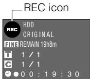 REC icon REC HDD ORIGINAL FINE REMAIN 19h8m T 1 / 1 C 1 / 1 0 0 : 1 9 : 3 0