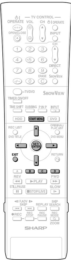 TV CONTROL OPERATE VOL CH OPERATE OPEN/CLOSE INPUT CH 1 2 3 4 5 6 DIRECT 7 8 9 SHOWVIEW 0 C -/- -O C -TV/DVD SHOWVIEW TIMER ON/OFF TIME SHIFT DUBBING P IN P INPUT HDD START MENU DVD REC LIST ORIGINAL/ DVCTITLE PLAY LIST DVD MENU SET/ ENTER EXIT RETURN A B C D REV FWD STILL/PAUSE SLOW STOP/LIVE II FADV SKIP REPLAY SKIP REC STOP PAUSE MODE ZOOM SHARP