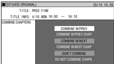 EDIT(HDD ORIGINAL) 25/12 10:28 TITLE: PR33 FINE TITLE INFO: 4/10 MON 16:00 ~ 16:10 COMBINE CHAPTERS COMBINE W/PREV COMBINE W/PREV CHAP COMBINE W/NEXT COMBINE W/NEXT CHAP DON'T COMBINE DO NOT COMBINE CHAPS.