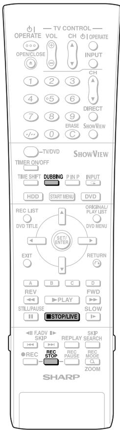TV CONTROL OPERATE VOL CH OPERATE OPEN/CLOSE INPUT CH DIRECT ERASE SHOWVIEW -/- 0 C -TV/DVD SHOWVIEW TIMER ON/OFF TIME SHIFT DUBBING P IN P INPUT HDD START MENU DVD REC LIST ORIGINAL/ DVD TITLE PLAY LIST SET/ENTER DVD MENU EXIT RETURN A B C D REV PLAY FWD STILL/PAUSE SLOW STOP/LIVE II FADV SKIP REPLAY SKIP REC STOP REPLAY REC MODE SHARP ZOOM