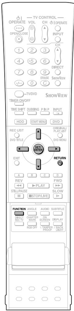 TV CONTROL OPERATE VOL CH OPERATE OPEN/CLOSE INPUT CH DIRECT ERASE SHOWVIEW TV/DVD TIME ON/OFF DUBBING P IN P INPUT HDD START MENU DVD REC LIST ORIGINAL/ PLAY LIST DVD TITLE DVD MENU SET/ENTER EXIT RETURN A B C D REV FWD STILL/PAUSE PLAY SLOW STOP/LIVE FUNCTION ANGLE AUDIO SUBTITLE DIRECT CHAPTER ON DISPLAY REC TV MARK SCREEN DISPLAY RGB OFF TAMPER J BACK PROOF LIGHT