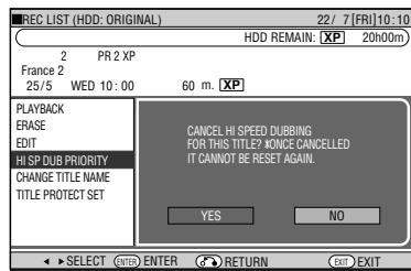 SHARP DV-HR450F - Example: cancel High Speed Dubbing Priority - 5