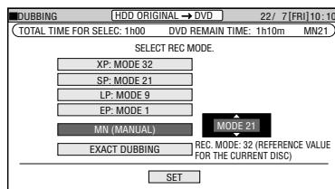 SHARP DV-HR450F - When "MN (MANUAL)" is selected: - 1