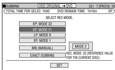SHARP DV-HR450F - Press / to select the recording mode (picture quality), then press SET/ENTER. - 1