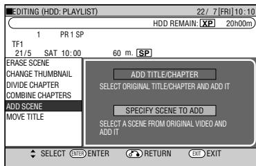SHARP DV-HR450F - Press / to select "ADD SCENE" then press SET/ ENTER. - 1