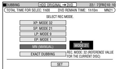 SHARP DV-HR450S - When "MN (MANUAL)" is selected: - 1