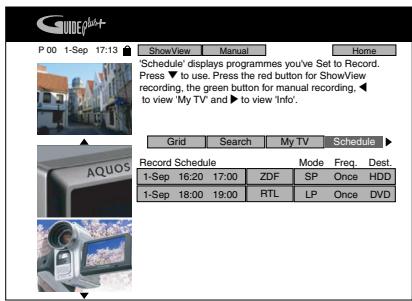 SHARP DV-HR450S - ① Press /  / to access the "Schedule" Area through the Menu Bar. - 1