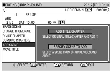 SHARP DV-HR450S - Press / to select "ADD SCENE" then press SET/ENTER. - 1
