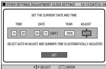SHARP DV-HR450S - Automatic Clock Setting Press / to select "AUTO" or "OFF" in the "ADJUST" field. If "AUTO" is selected, the clock will be automatically adjusted. - 1