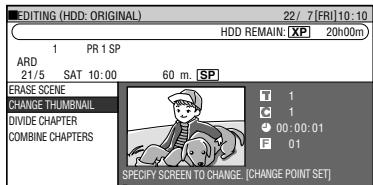 SHARP DV-HR450S - ① Press ▲/▼ to select "CHANGE THUMBMAIL". - 1