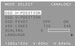 SHARP LL-T1820-B - Menu MODE SELECT - 1