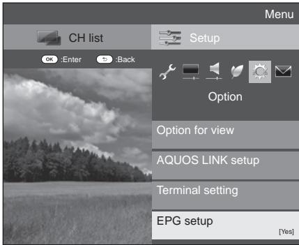 SHARP LC-LU820E - Confirmation for the "EPG" setting - 1