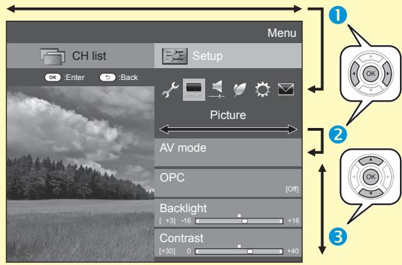 SHARP LC-60LE635E - Selecting in the Menu - 1