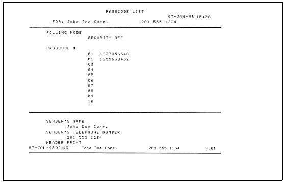 SHARP FO-1660M - Passcode List - 1