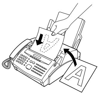 Illustration of a hand printing a document into a digital telephone, with an arrow indicating the process and letter 'A' visible.