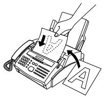 Diagram showing a hand printing a printed document with arrows indicating motion or steps, labeled 'A' at the bottom.