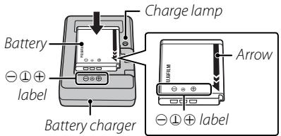 FUJIFILM FINEPIX F500EXR - Place the battery in the supplied battery charger. - 1