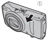 FUJIFILM FINEPIX F550EXR - Open the battery-chamber cover. - 1