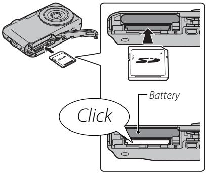 FUJIFILM FINEPIX JV200 - Insert the memory card. - 1