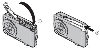 FUJIFILM FINEPIX JV200 - Close the battery-chamber cover. - 1