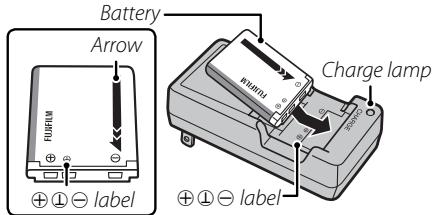 FUJIFILM FINEPIX JV200 - Place the battery in the supplied battery charger. - 1
