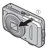 FUJIFILM FINEPIX T200 - Open the battery-chamber cover. - 1