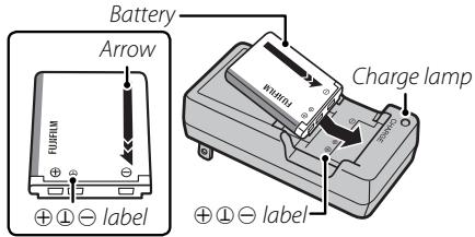 FUJIFILM FINEPIX T300 - Place the battery in the supplied battery charger. - 1