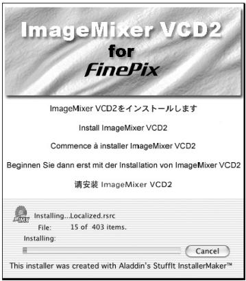 FUJIFILM FINEPIX A340 - The "FinePixInstallOSX" window appears. - 2