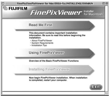 FUJIFILM FINEPIX A340 - The Installer setup screen appears. Click the [Installing FinePixViewer] button. - 1