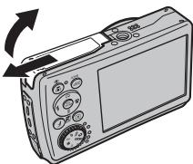 FUJIFILM FINEPIX F200 EXR - Open the battery-chamber cover. - 1