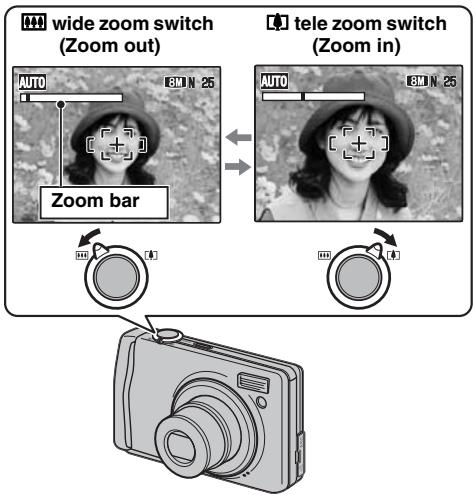 FUJIFILM FINEPIX F40FD - Check the composition on the LCD monitor. To adjust zoom scale using the Zoom switch: - 1