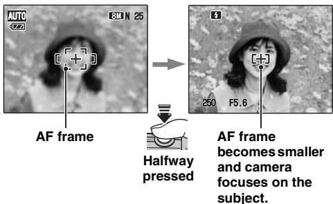 FUJIFILM FINEPIX F40FD - Focus on the main subject in the AF frame and press the shutter button down halfway. - 1