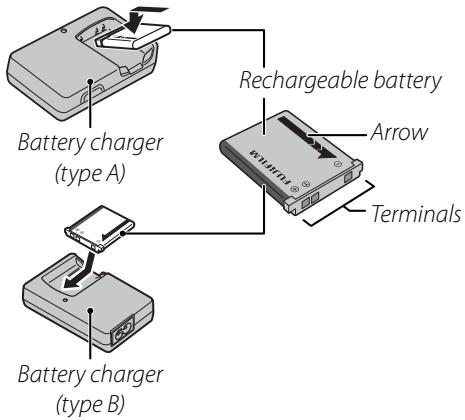 FUJIFILM FINEPIX J25 - Place the battery in the charger. - 1