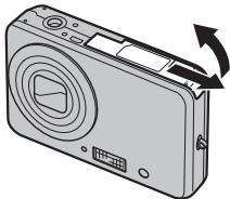 FUJIFILM FINEPIX J25 - Open the battery-chamber cover. - 1