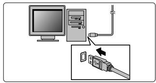 FUJIFILM FINEPIX S1 PRO - Plug the small plug on the cable provided into the digital (USB) socket on the camera and then plug the other end of the cable into the USB port on the computer. When you switch on the computer, the “+” icon appears on the camera’s rear display panel. - 2