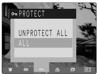 FUJIFILM FINEPIX S1 PRO - Press “  ” or “  ” on the 4-direction button to select “ALL” if you want to protect the images or “UNPROTECT ALL” if you want to remove the protection and then press the “MENU/EXE” button. - 2