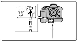 FUJIFILM FINEPIX S1 PRO - Plug the small plug on the cable provided into the digital (USB) socket on the camera and then plug the other end of the cable into the USB port on the computer. When you switch on the computer, the “+” icon appears on the camera’s rear display panel. - 1