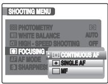 FUJIFILM FINEPIX S800 - Specifying the focusing mode (FOCUSING) - 1