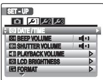 FUJIFILM FINEPIX S800 - Display the DATE/TIME screen. - 1
