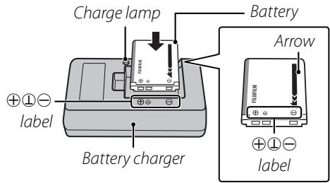 FUJIFILM FINEPIX Z800EXR - Place the battery in the charger. - 1