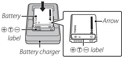 FUJIFILM FINEPIX Z90 - Place the battery in the supplied battery charger. - 1